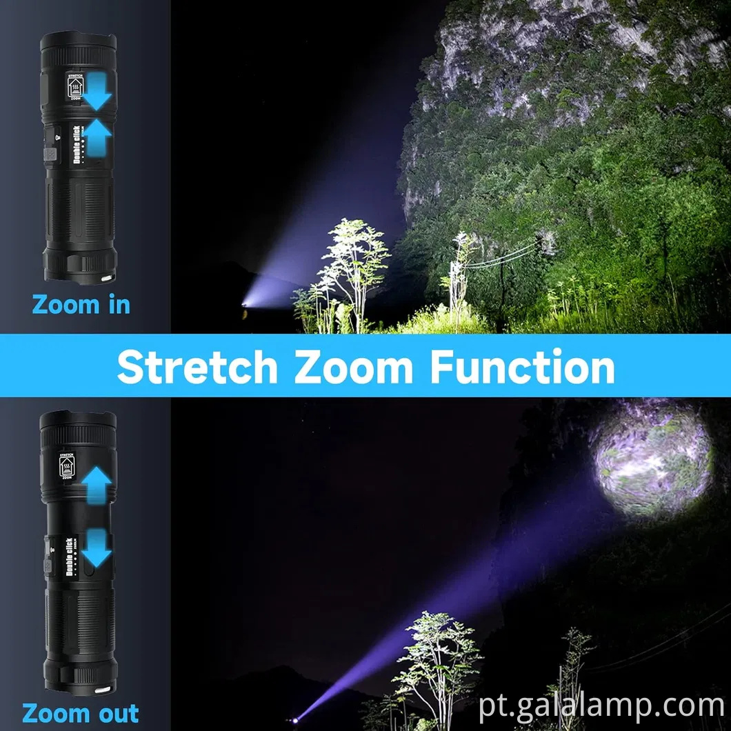 Lanterna LED poderosa com feixe de laser branco para uso ao ar livre